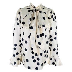 ZIMMERMANN Blusa Lazo Lunares S Beige Seda Negra