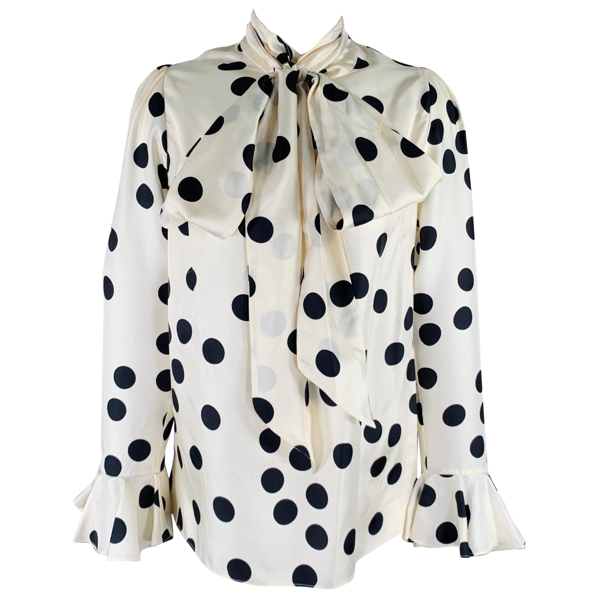 ZIMMERMANN Blusa Lazo Lunares S Beige Seda Negra en venta