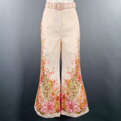 ZIMMERMANN Taille S rose olive lin brodé taille haute