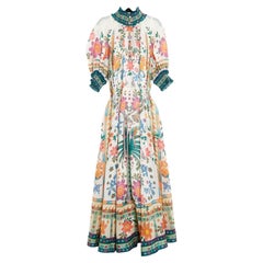 Zimmermann T1 Robe Ramie FR38 Ginger Swing Multicolor Maxikleid mit Gürtel UK10 US8