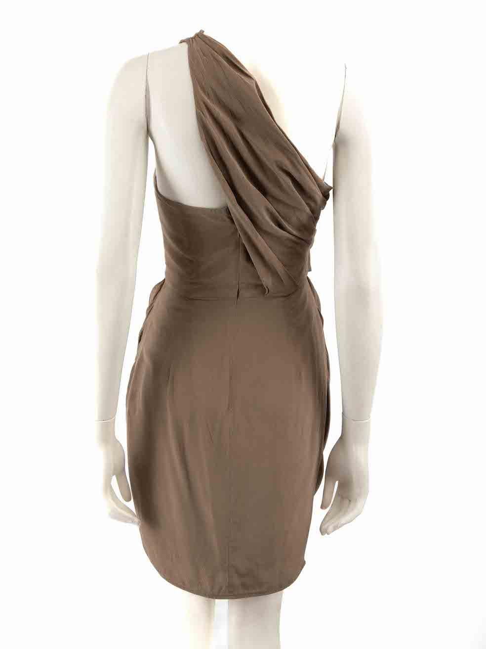 Marrone Zimmermann Taupe Drape Detail Mini Dress Taglia S in vendita