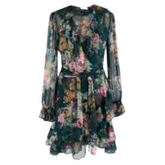 Zimmermann Teal Floral Chiffon Wrap Dress with Slip