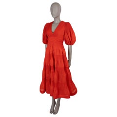 ZIMMERMANN tomato red polyester 2024 PLEATED MIDI Dress 0 XS