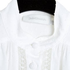 Zimmermann Top Blouse FR38 White Cotton Openwork Embroided Top Blouse UK10 US8