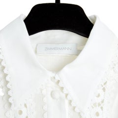 Zimmermann Top Blouse FR38 White Linen Openwork Embroided Top Blouse UK10 US8