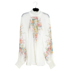Zimmermann Top Ramie Fleuri a smock FR42 Camicetta floreale ecrù Taglia 3 UK14 US12
