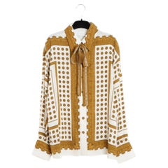 Zimmermann Top Soie Lavalliere FR40 Ecrù Oro Camicetta Ascot in seta Taglia 2 UK12 US10