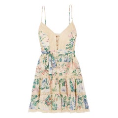 Zimmermann Verity Lace Trimmed Floral Print Silk Blend Chiffon Mini Dress