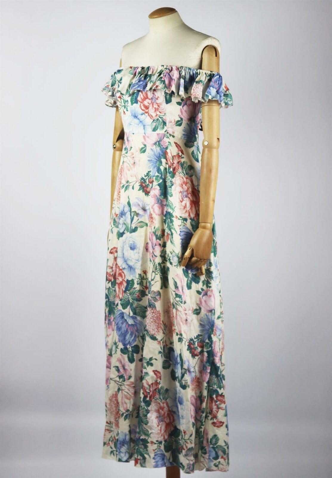 Zimmermann Verity Maxikleid aus Leinen mit gerafftem Blumendruck (Grau)