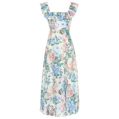 Zimmermann Verity Ruffled Floral Print Linen Maxi Dress