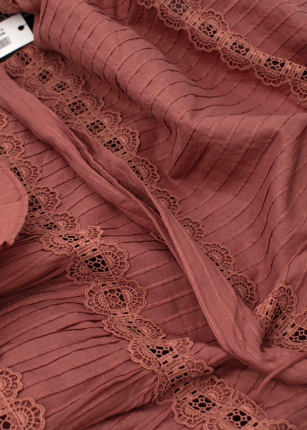 Zimmermann Vintage Rose gestuftes Kleid aus Baumwolle mit Nadelstreifen - US 8 im Angebot 5