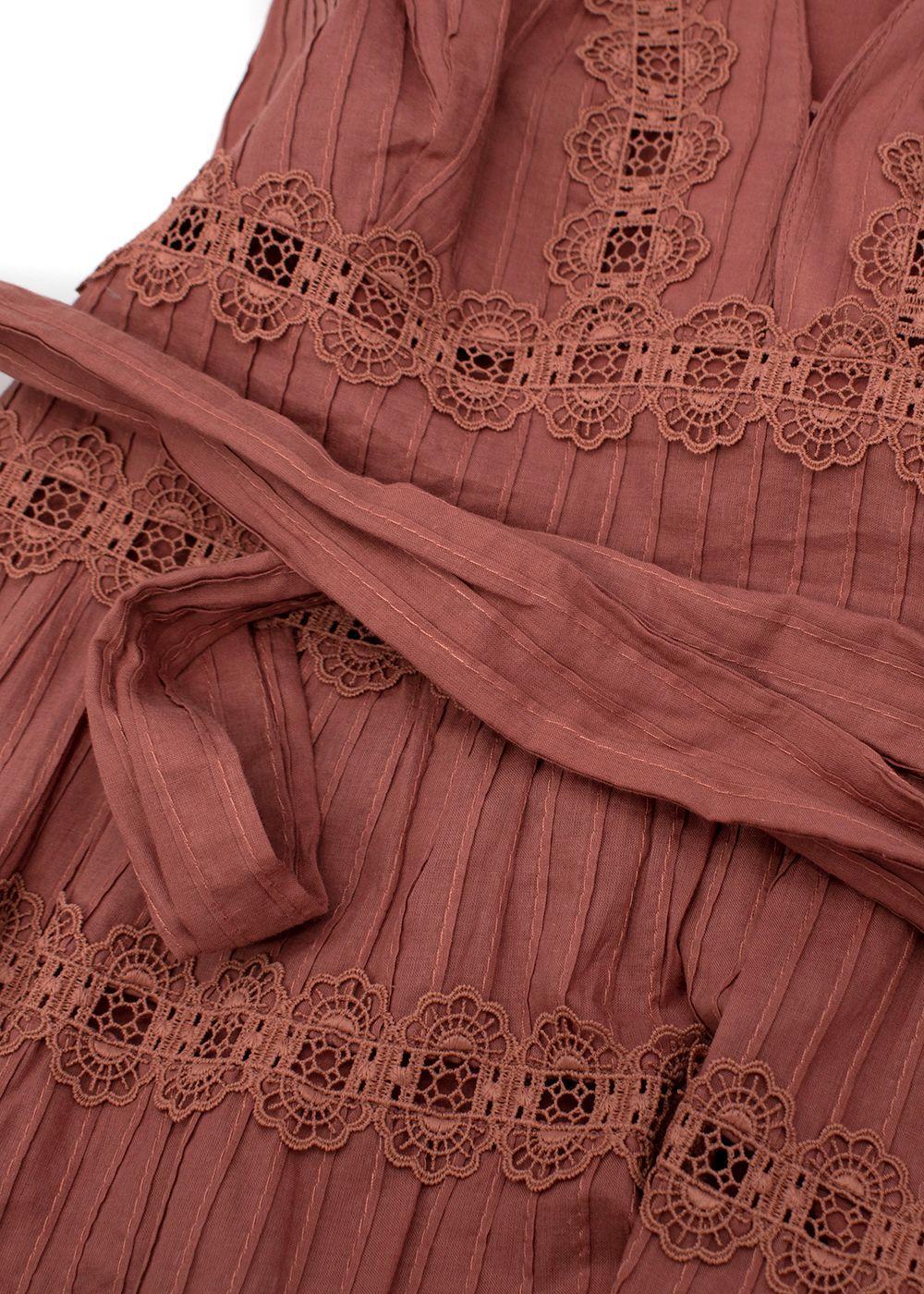 Zimmermann Vintage Rose gestuftes Kleid aus Baumwolle mit Nadelstreifen - US 8 im Angebot 1