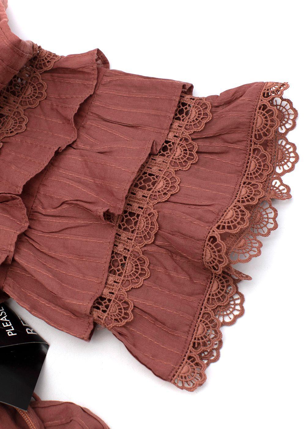 Zimmermann Vintage Rose gestuftes Kleid aus Baumwolle mit Nadelstreifen - US 8 im Angebot 2