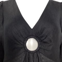 Zimmermann Wayfarer Cutout Midi Dress In Black Linen
