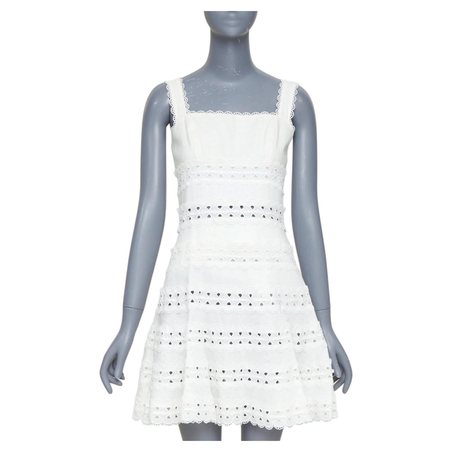 ZIMMERMANN white 100% linen embroidered anglais cotton sundress Sz.2 M