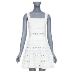 Zimmermann bianco 100% lino ricamato in cotone anglais prendisole Sz.2 M
