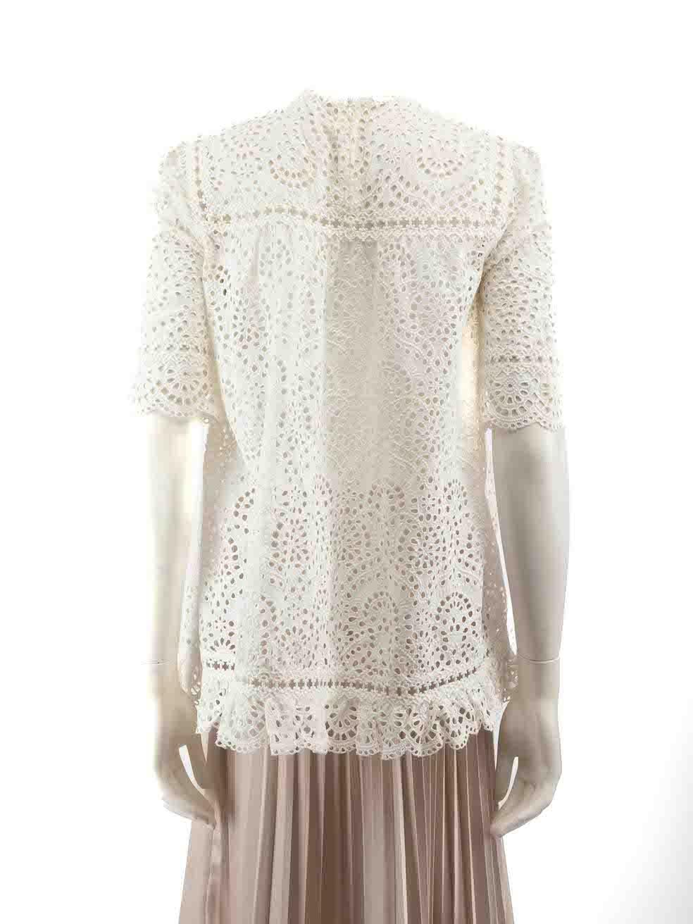 Zimmermann White Broderie Anglaise Scalloped Top Size M In Good Condition In London, GB
