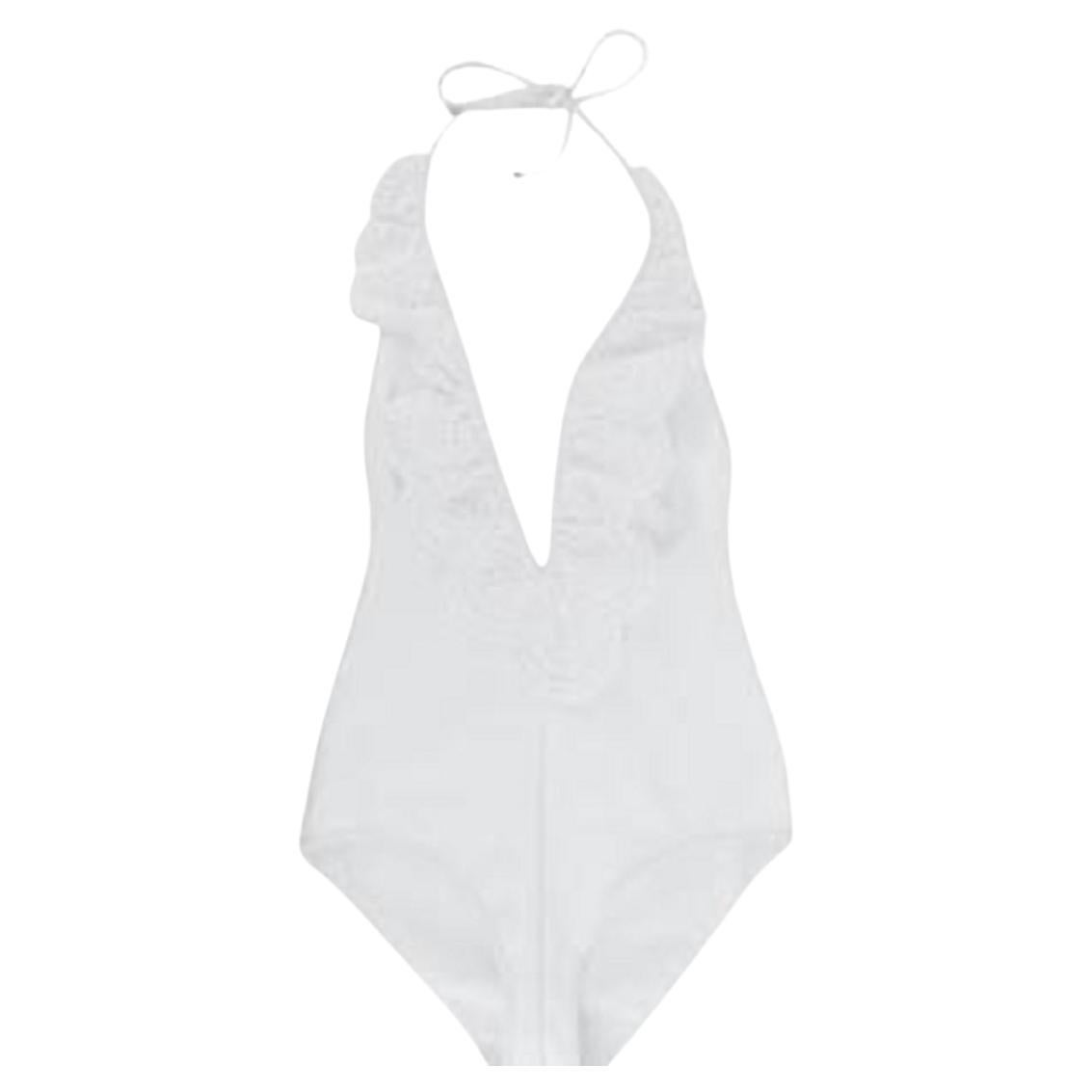 Zimmermann White Broderie Anglaise Trimmed Swimsuit For Sale