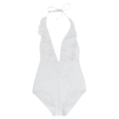 Zimmermann White Broderie Anglaise Trimmed Swimsuit