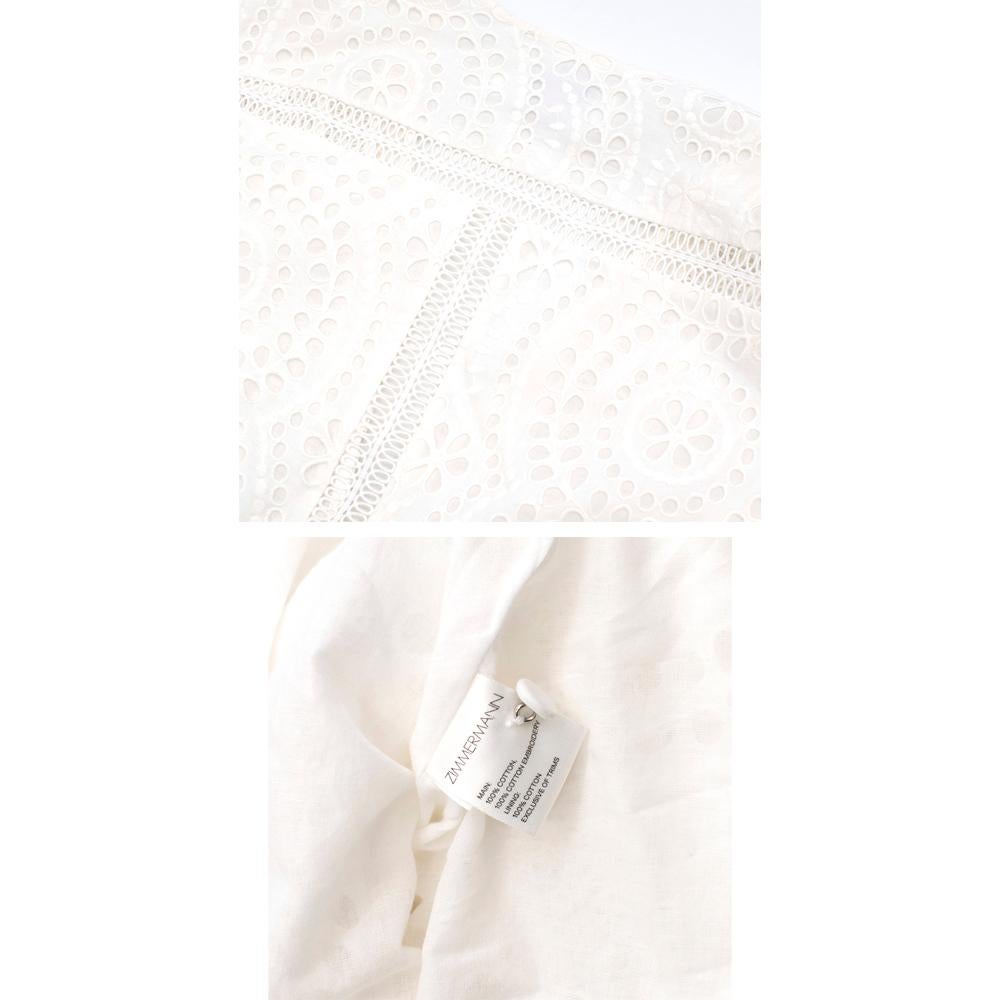 Zimmermann White Broderie Asymmetric Midi Dress Size 1 2