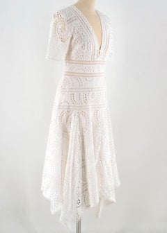 Zimmermann White Broderie Asymmetric Midi Dress Size 1