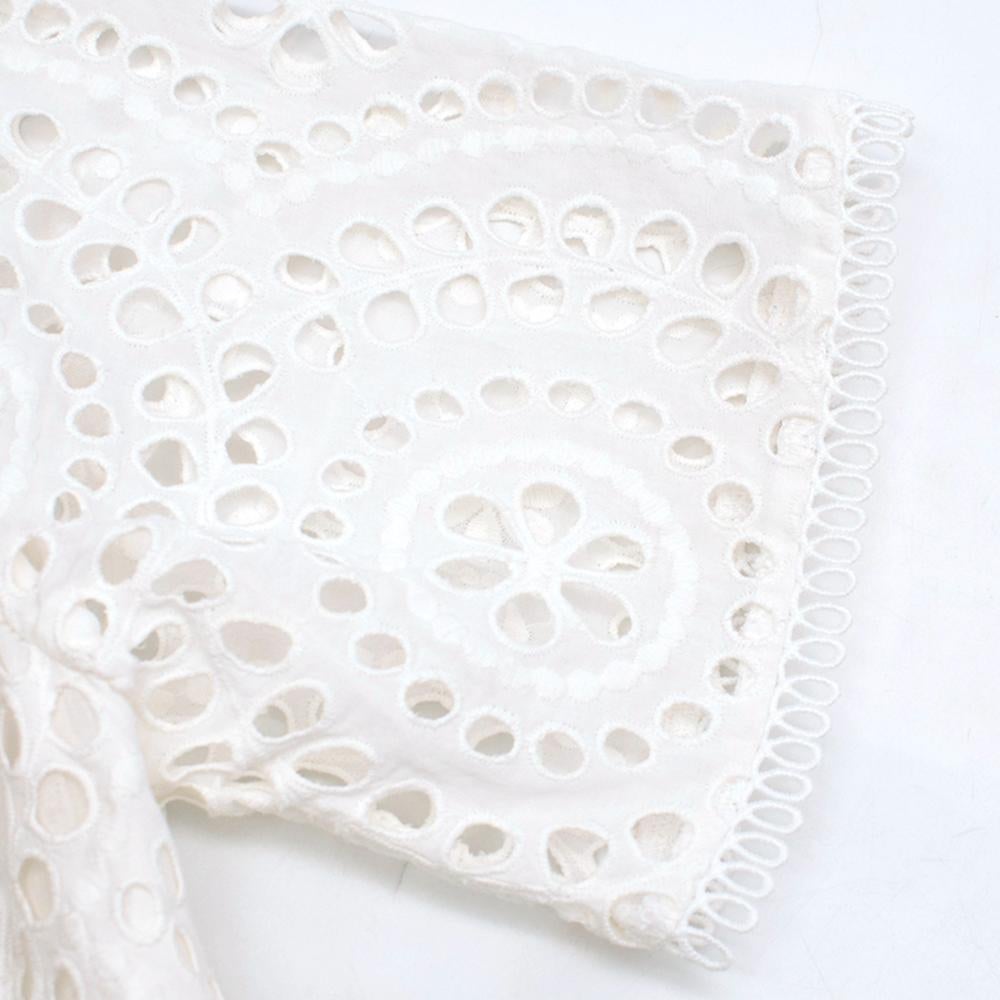 Zimmermann White Broderie Asymmetric Midi Dress Size 1 In Excellent Condition In London, GB