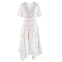 Zimmermann White Broderie Asymmetric Midi Dress Size 1