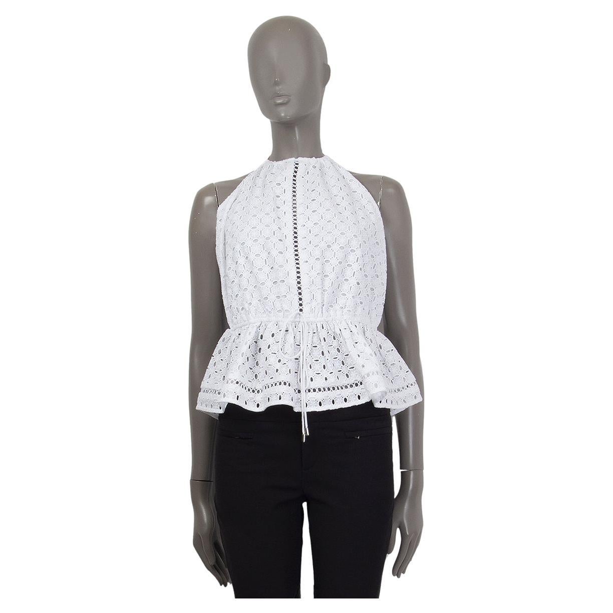 ZIMMERMANN white cotton RYKER BRODERIE ANGLAISE HALTER Shirt Top 2 M For Sale