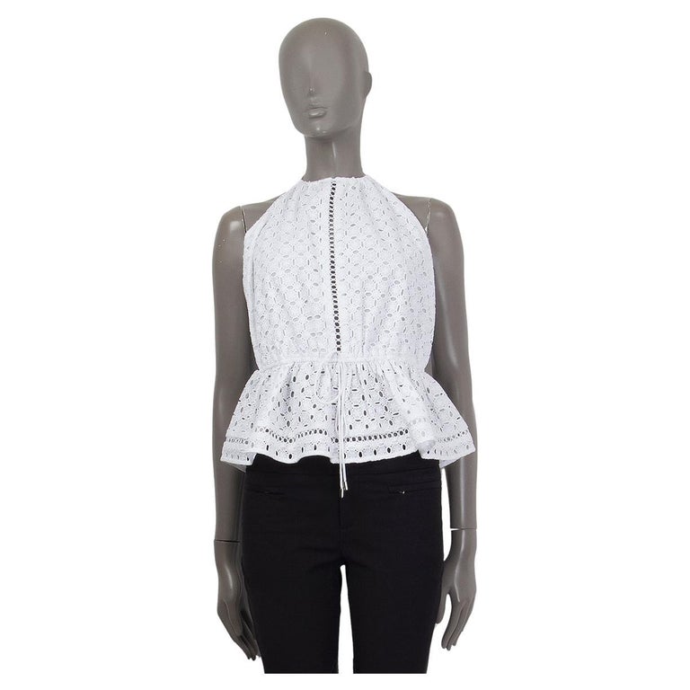 ZIMMERMANN white cotton RYKER BRODERIE ANGLAISE HALTER Shirt Top 2 M For  Sale at 1stDibs
