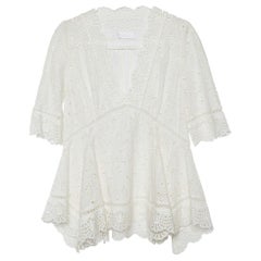Zimmermann White Cutwork Lace Peplum Top S Zimmermann White Cutwork Lace Peplum Top S