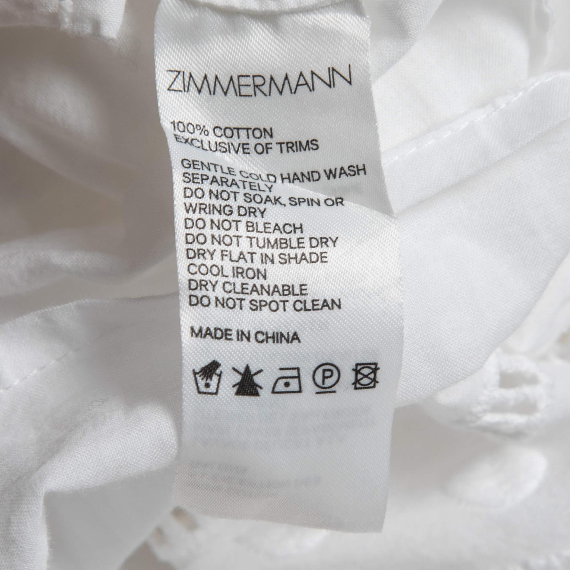 Zimmermann White Dotted Cotton Melody Ladder Mini Dress S 1