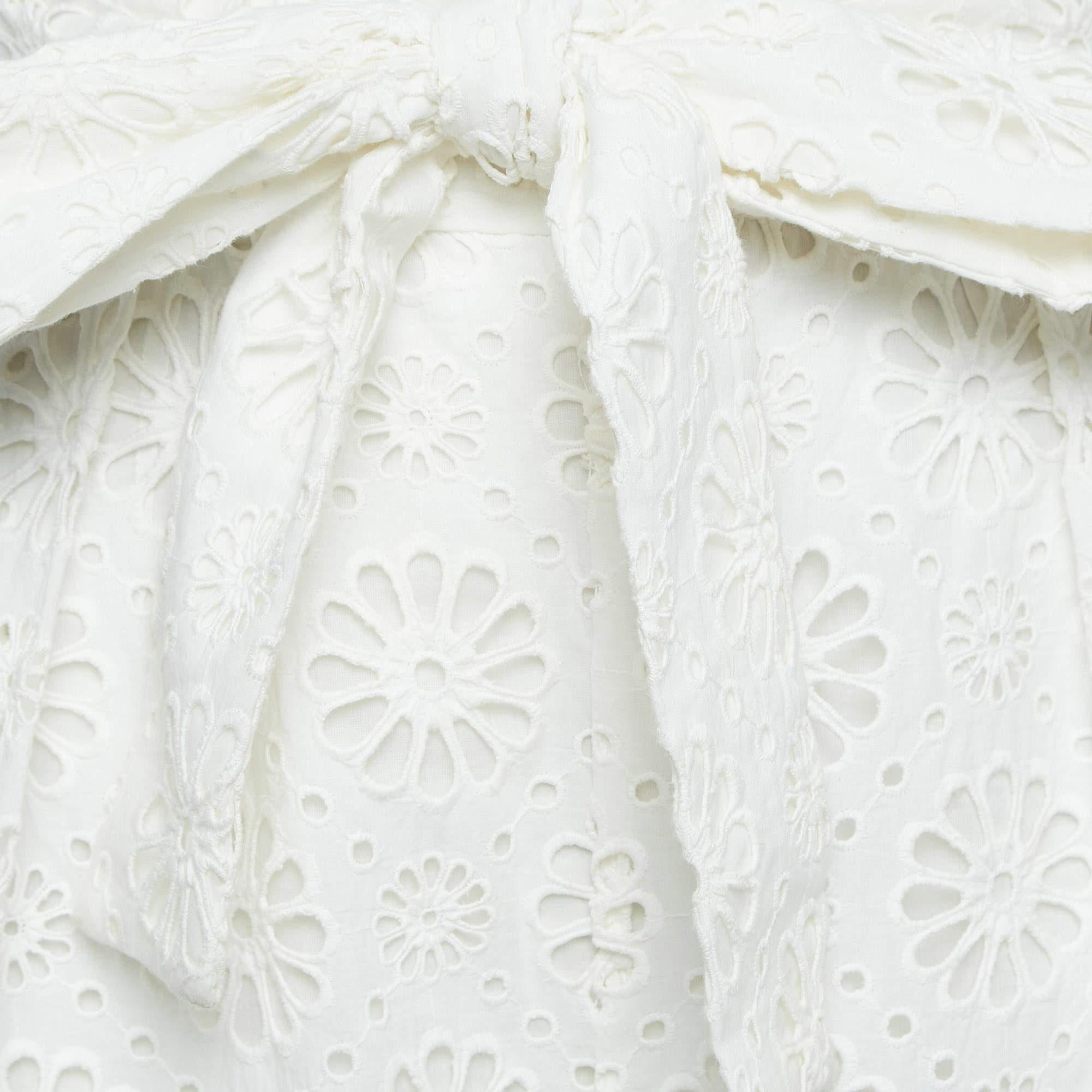 Gray Zimmermann White Floral Lace Cotton Shorts M For Sale
