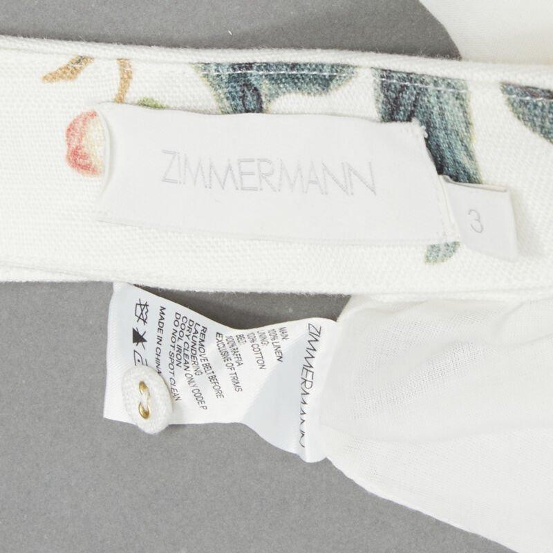 ZIMMERMANN white floral linen raffia braided belt halter backless dress Sz.3 L 5