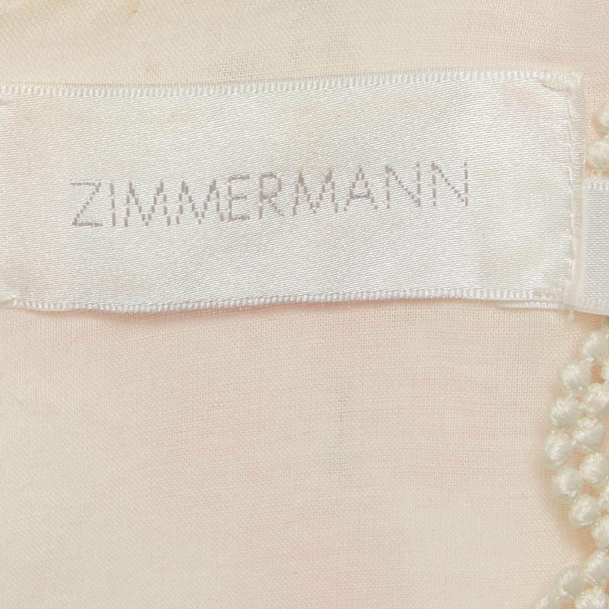 Zimmermann White Floral Print Linen Tiered Heathers Mini Dress M 1