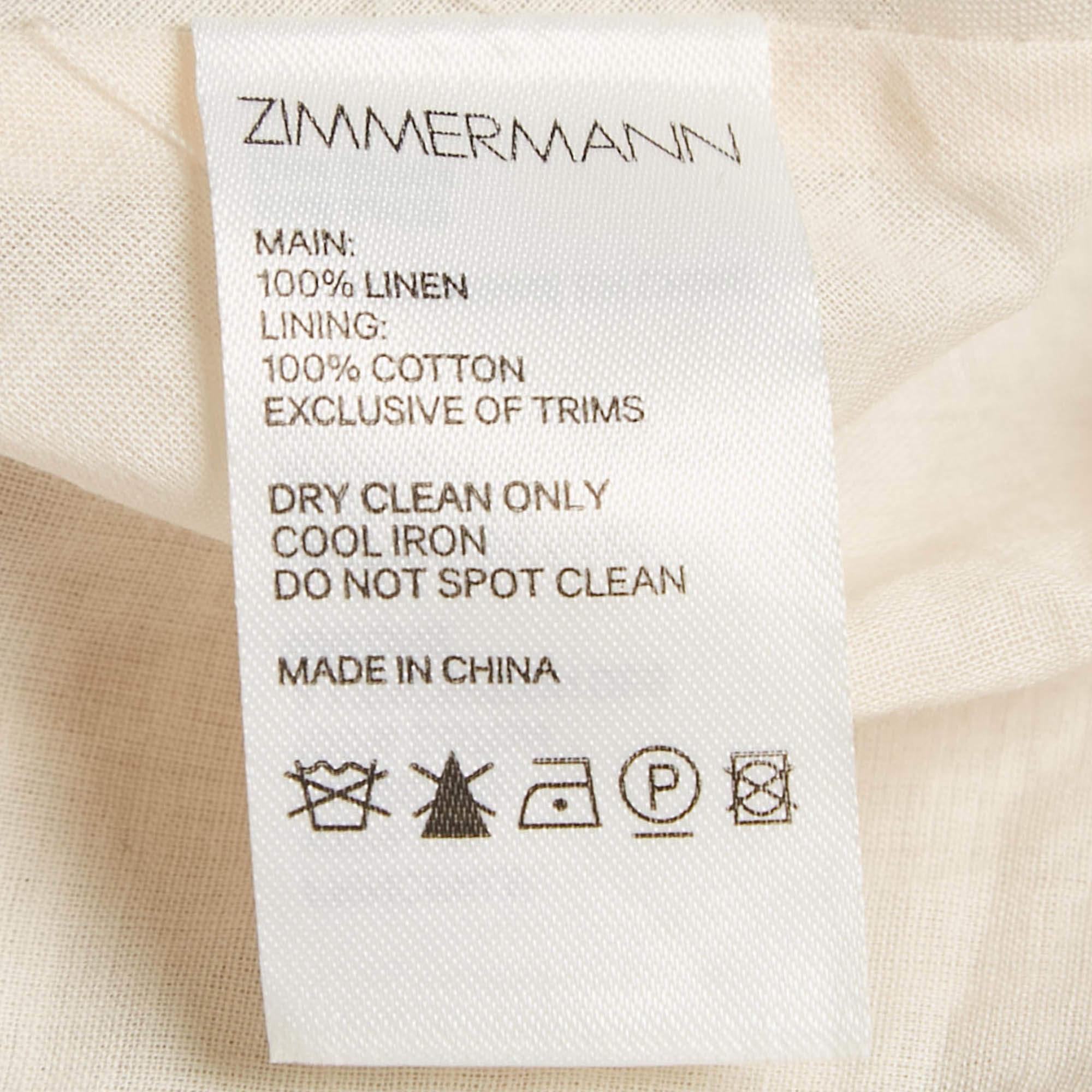 Zimmermann White Floral Print Linen Tiered Heathers Mini Dress M 3