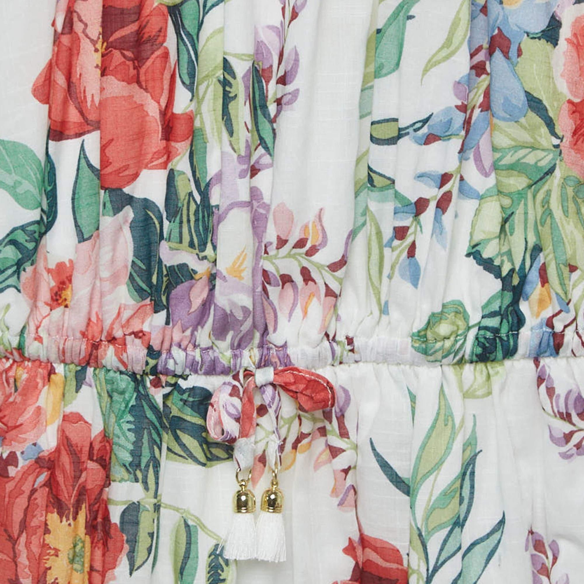 Gris Zimmermann - Robe en coton imprimée à fleurs blanches (10 ans) en vente