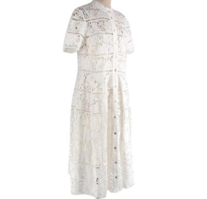 Zimmermann White Guipure Lace Shirt Dress For Sale at 1stDibs