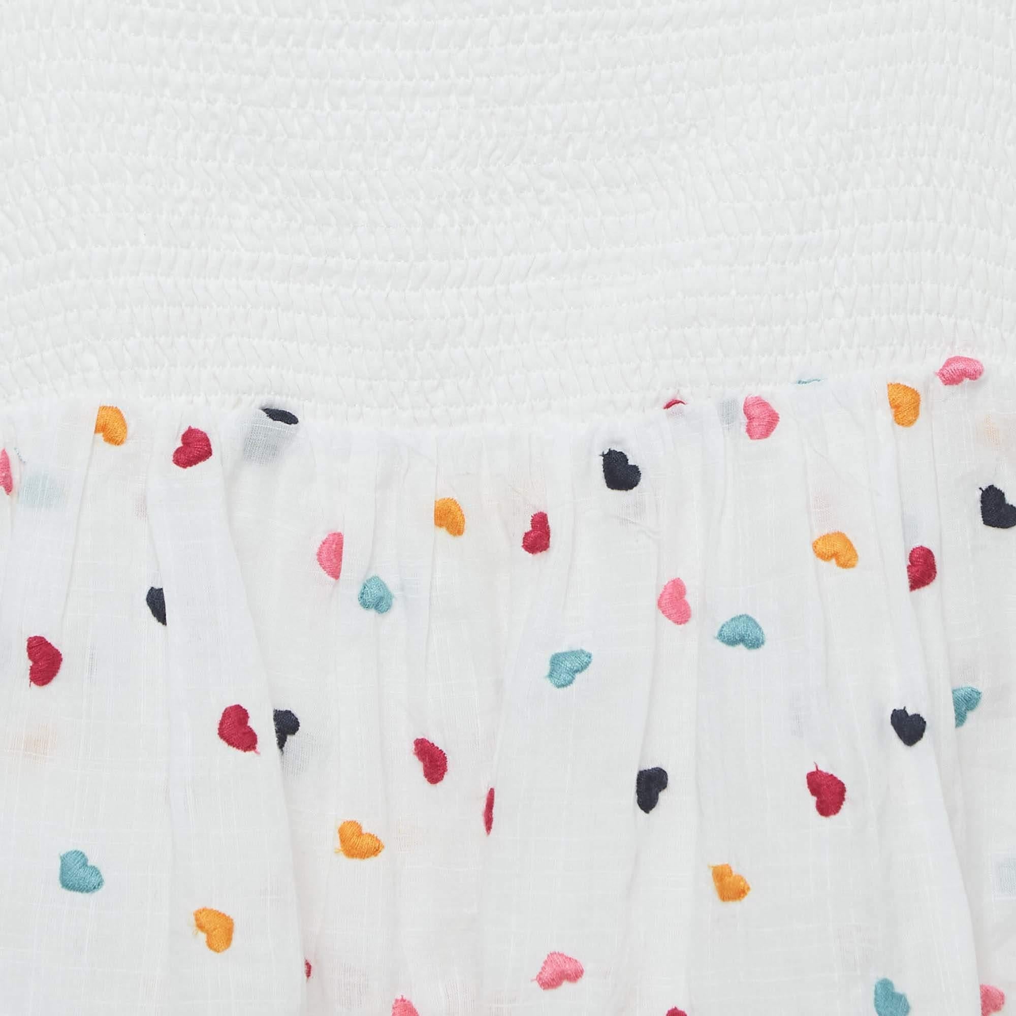Gris Zimmermann - Robe en coton brodée de cœurs blancs (10 ans) en vente