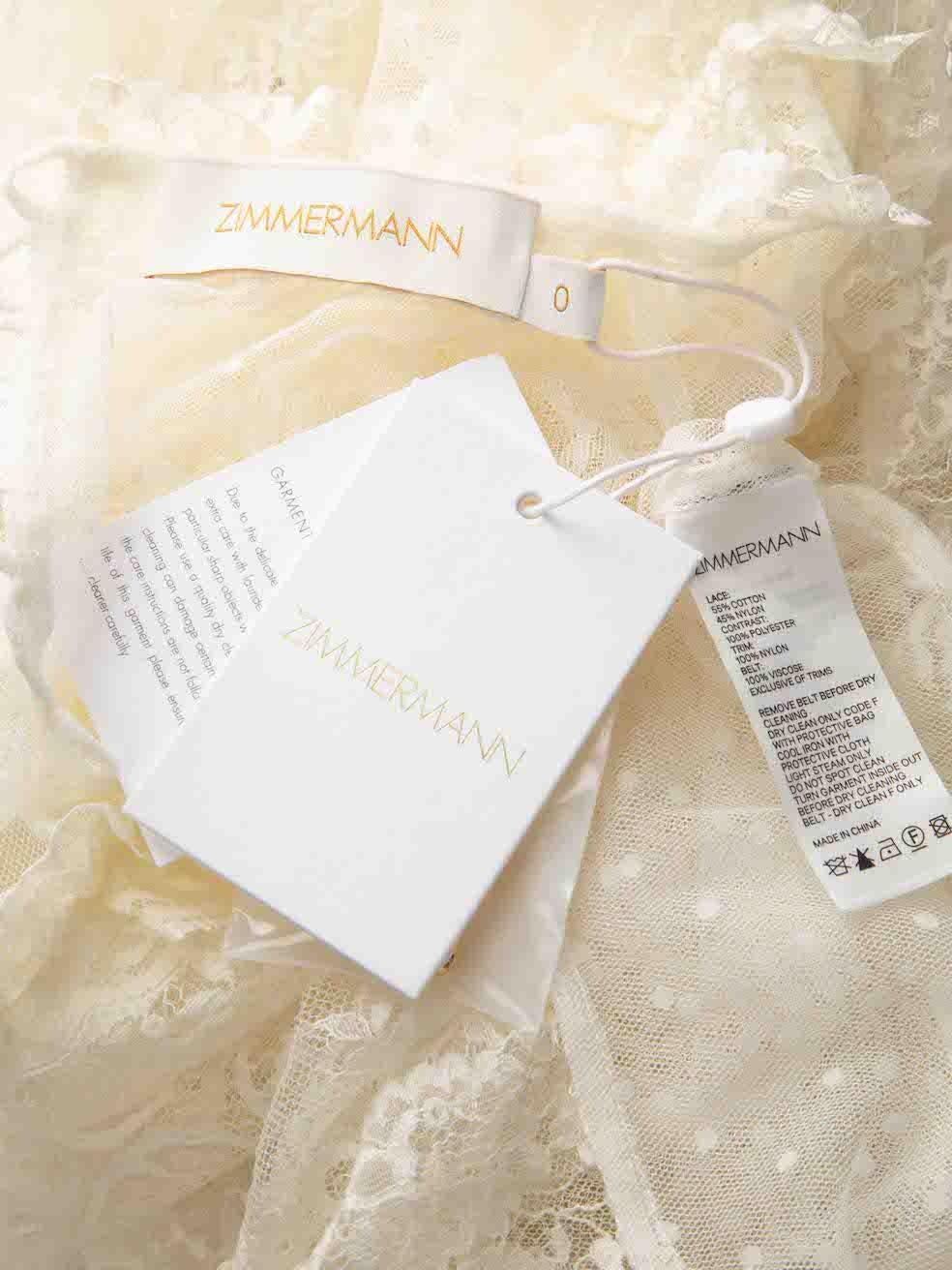 Women's Zimmermann White Lace Ruffle Layered Midi Dress Size S For Sale