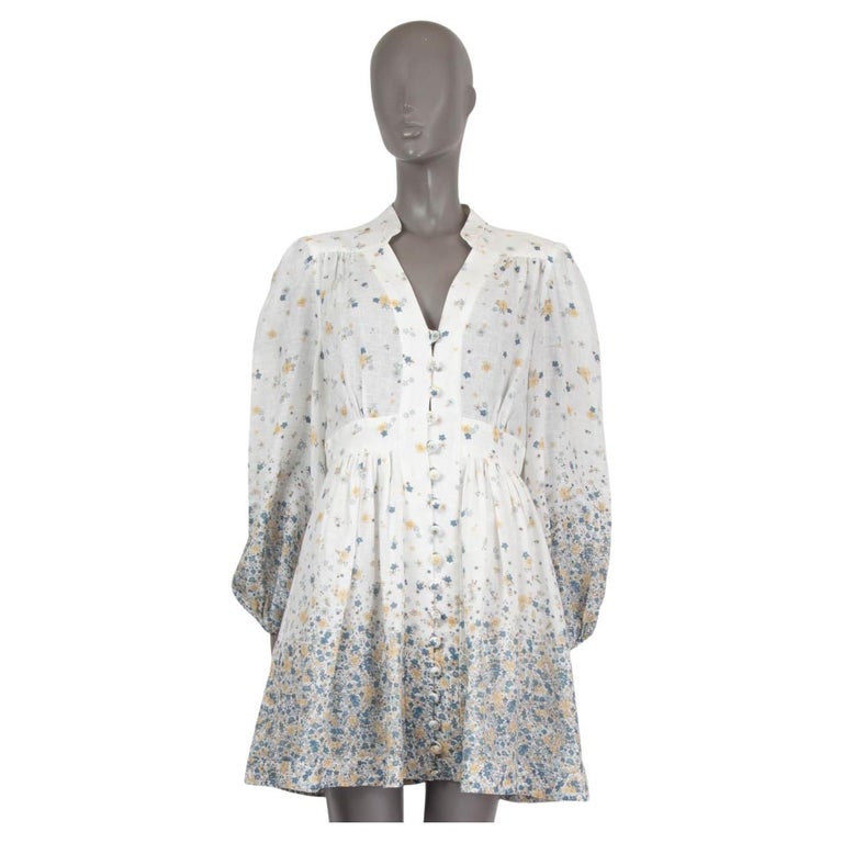 ZIMMERMANN Mini robe blanche en lin CARNABY FLORAL BUTTON FRONT 3 L En  vente sur 1stDibs | buy zimmermann dress