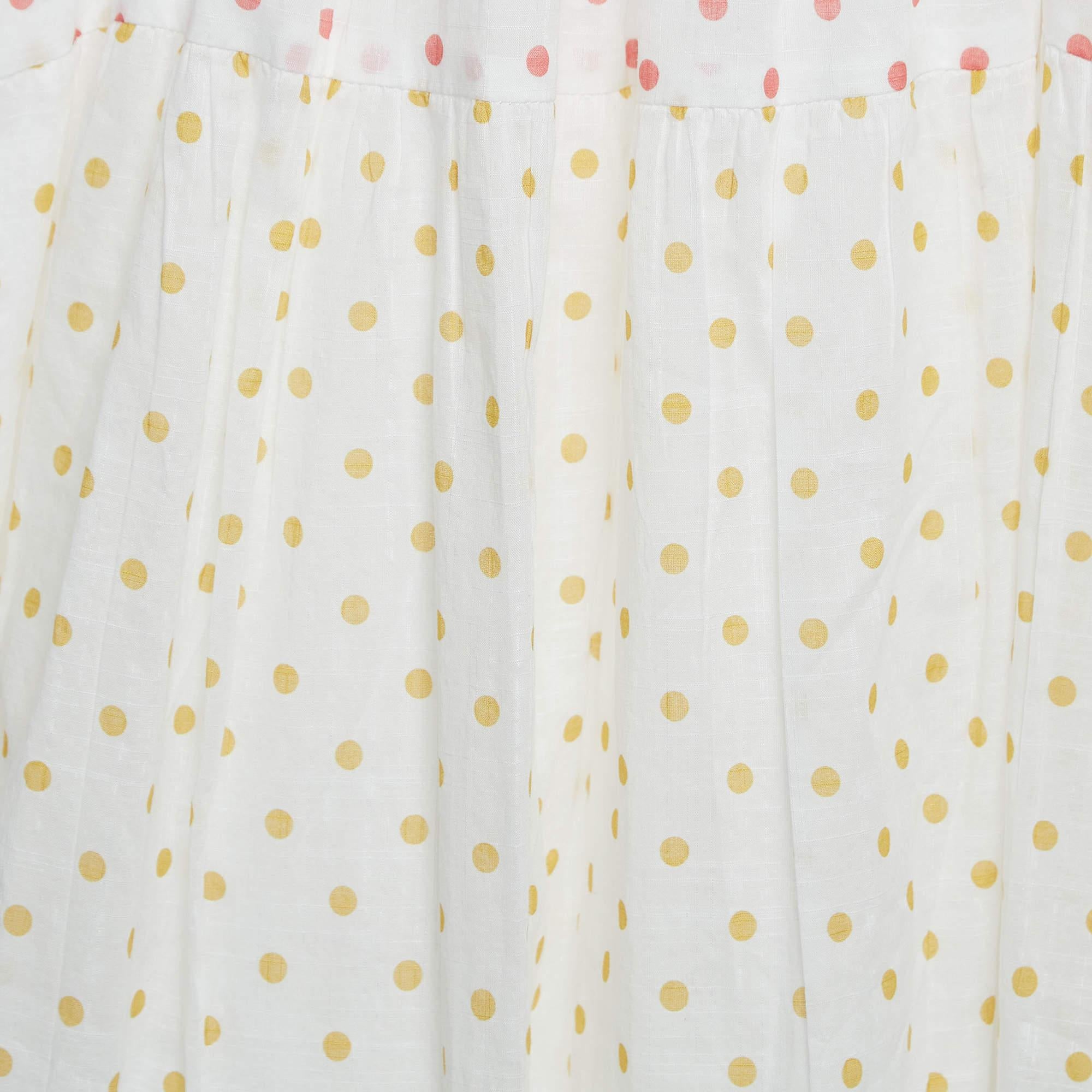 Gray Zimmermann White/Multicolor Polka-Dot Print Cotton Dress (10 Yrs) For Sale