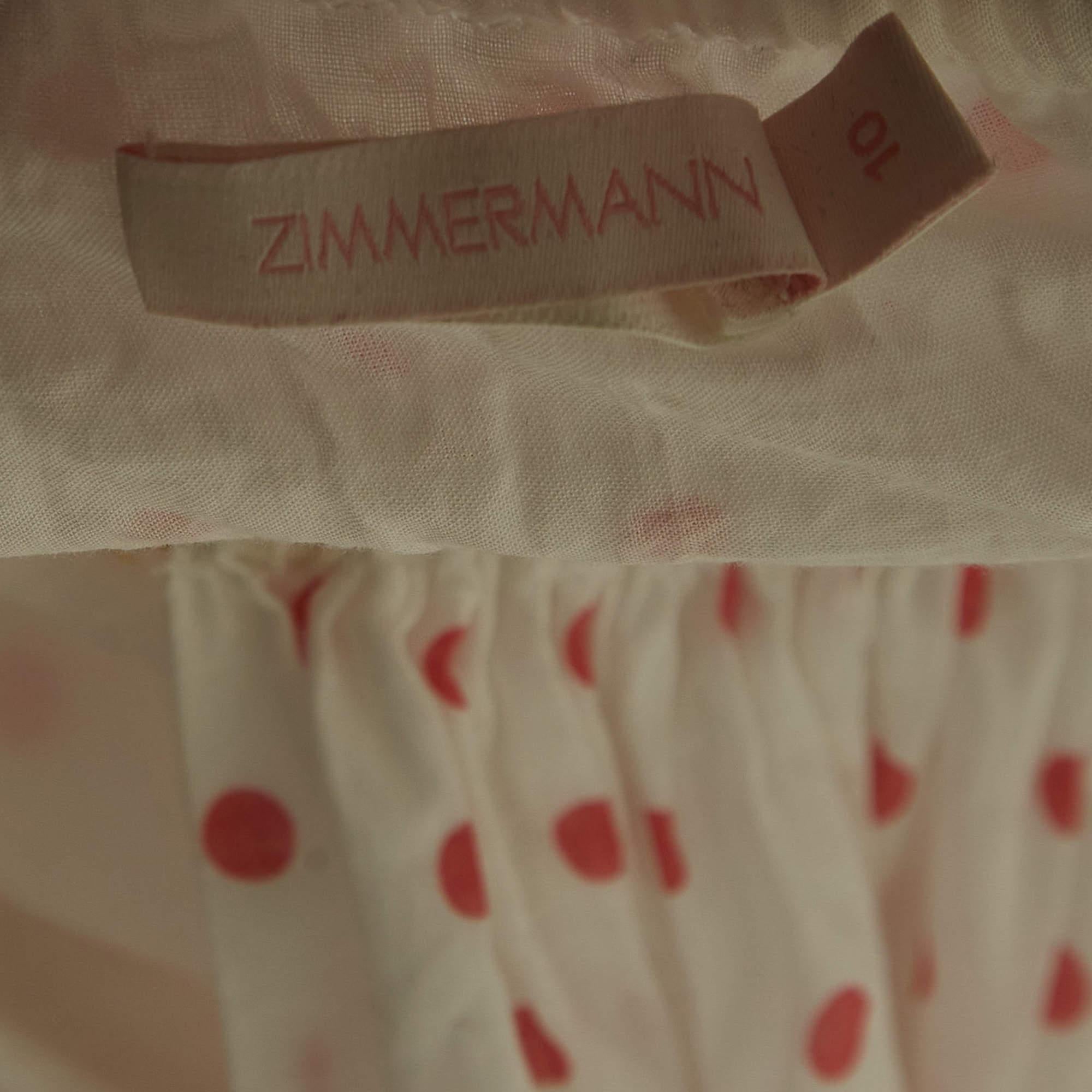 Zimmermann White/Multicolor Polka-Dot Print Cotton Dress (10 Yrs) In Excellent Condition For Sale In Dubai, Al Qouz 2