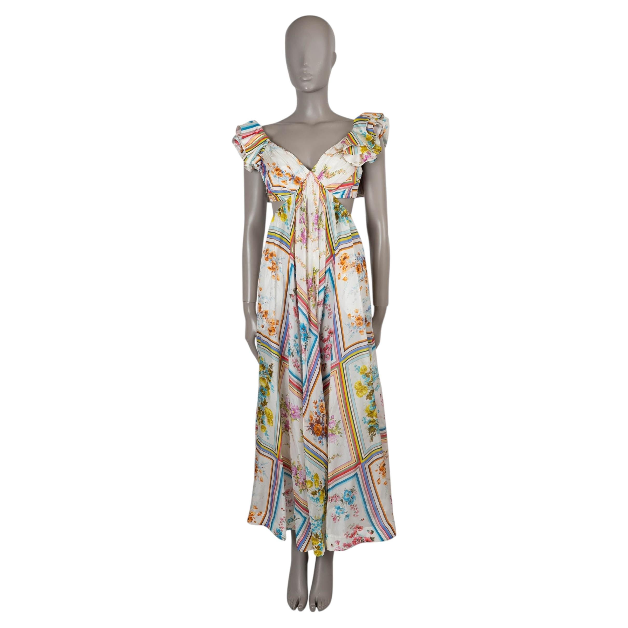 ZIMMERMANN white silk 2023 HALCYON FLORAL MAXI Dress 0 XS