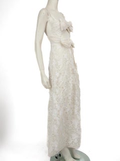 Zimmermann White Silk Corsage Bow Guipure Maxi Dress Size S