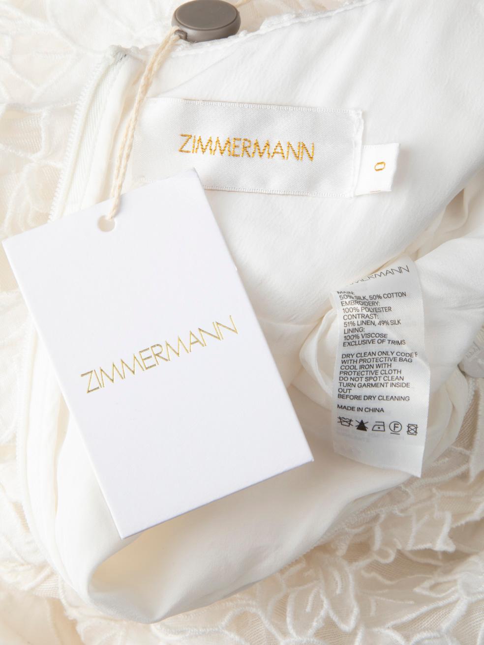 Women's Zimmermann White Silk Corsage Bow Guipure Maxi Dress Size S