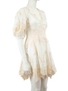 Zimmermann White Tiggy Lace Panel Mini Dress Size S