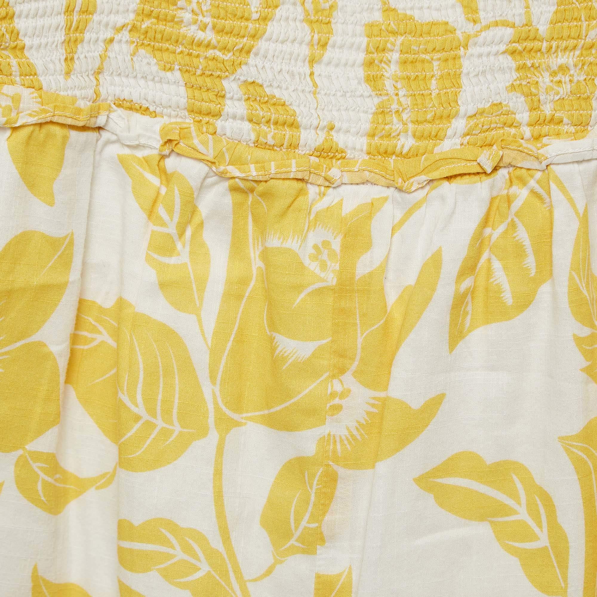 Beige Zimmermann White/Yellow Printed Cotton Playsuit (10 Yrs) For Sale