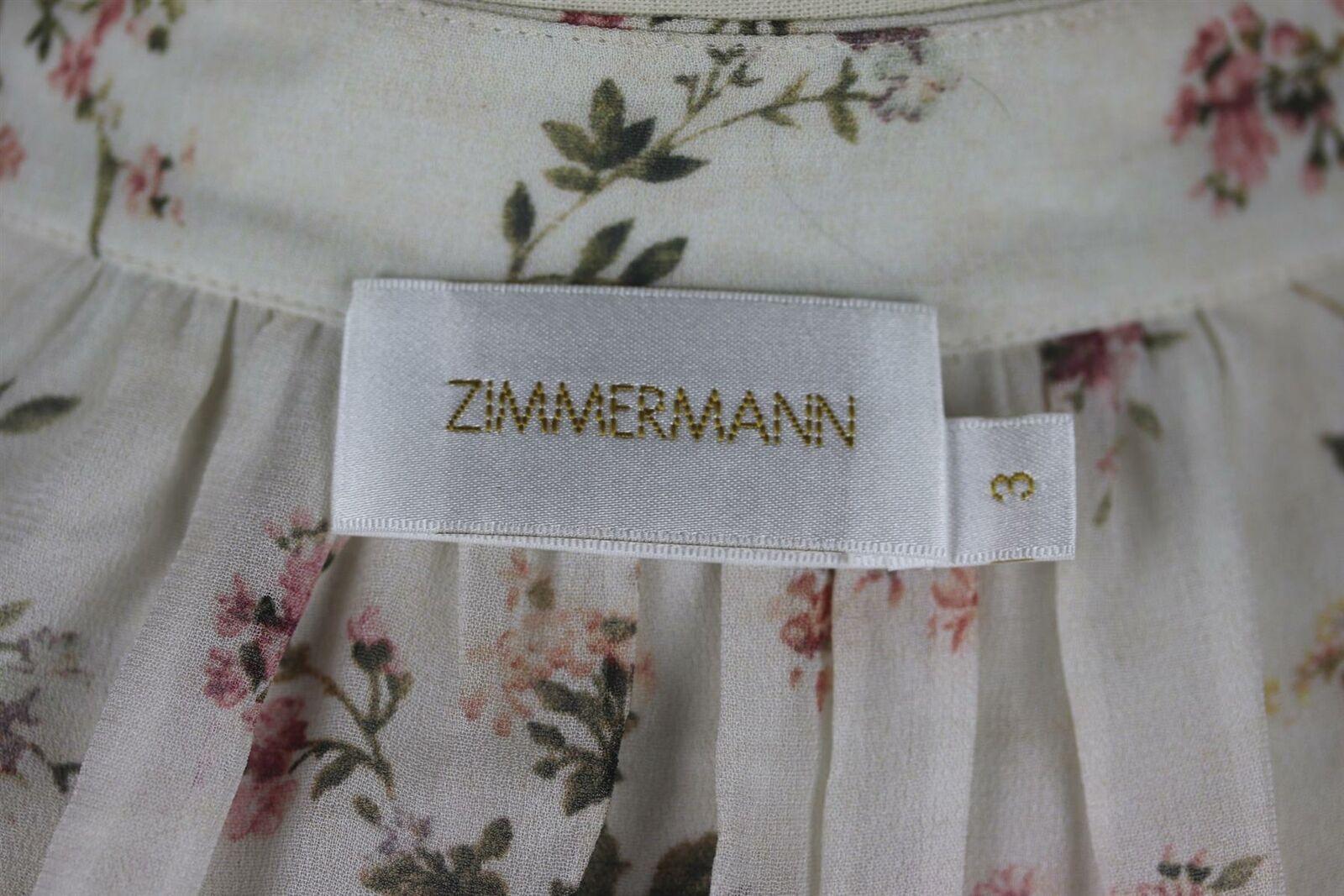 Zimmermann Whitewave Floral Print Lace Panelled Silk Blend Mini Dress (Grau)