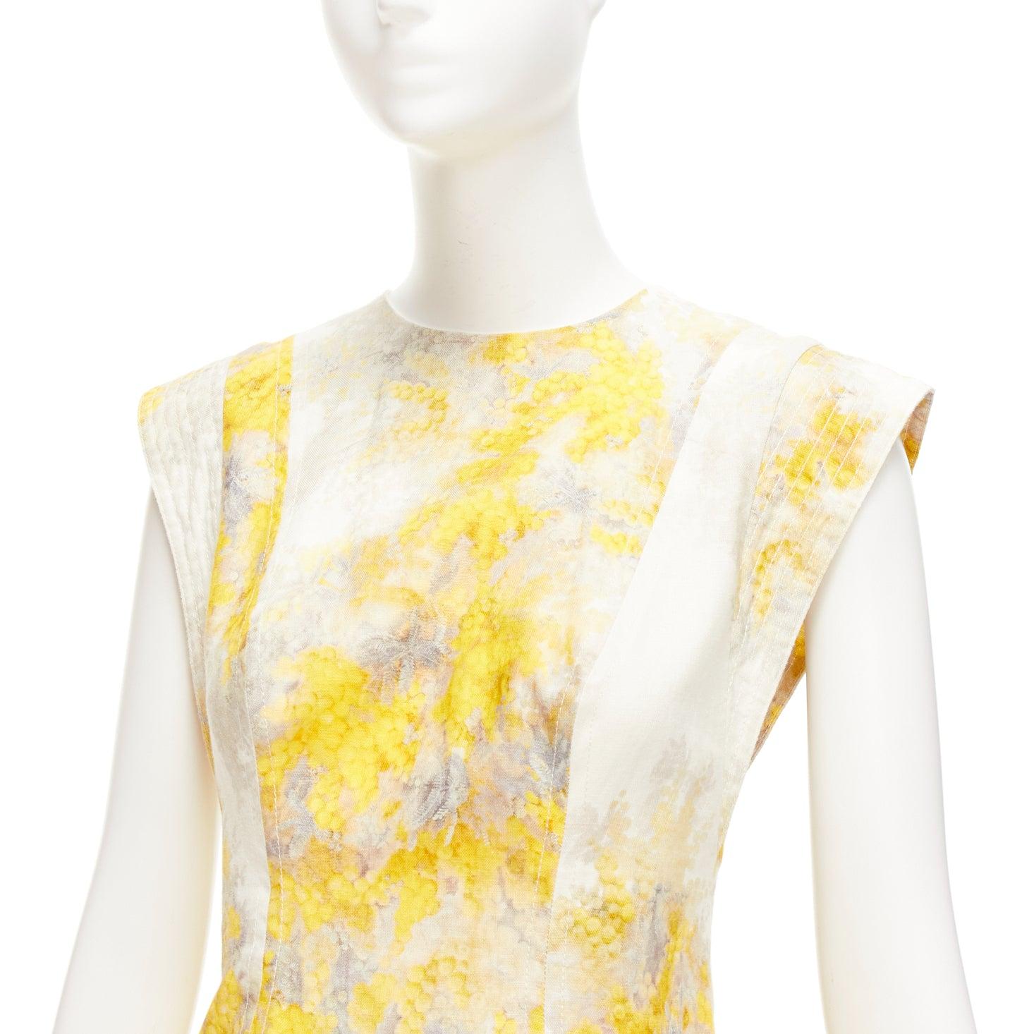 ZIMMERMANN Wild Botanica yellow cream linen floral drop waist dress Sz.1 S 2