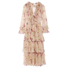 Zimmermann Winsome Tiered Crinkled Silk Chiffon Midi Dress